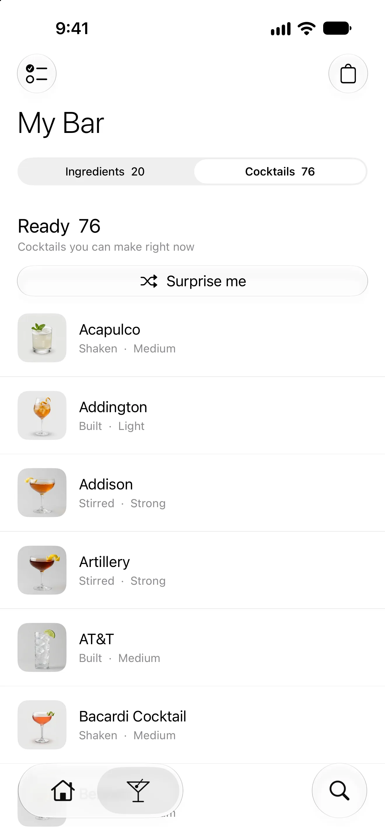 My Bar: 76 cocktails ready to make with the bottles you have