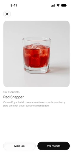 Agite para misturar depois da revelação, com Mais um e Ver receita